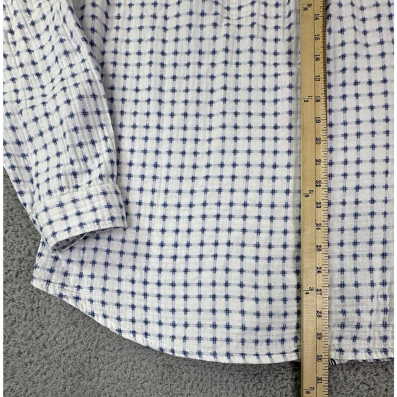 Carbon2Cobalt Mens XL Cotton Grid Shirt White Blue - Picture 8 of 15